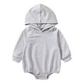 thumbnail image 1 of Utlike Baby Boys Bodysuits Long Sleeve Solid Color Hooded Pullover Romper Sweatshirt Lightweight Playsuits For Size 3 Months-6 Months, 1 of 6