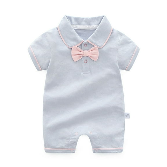 Utlike Baby Boys Bodysuits Bow Short Sleeve Outsie Banquet Wedding Clothes Regular Fit Playsuits Daily Wear Size 0 Months-3 Months