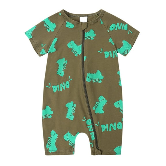 Utlike Baby Boys Bodysuits Summer Short Sleeved Print Double Zipper Athletic Fit Onesies Daily Wear Size 18 Months-24 Months