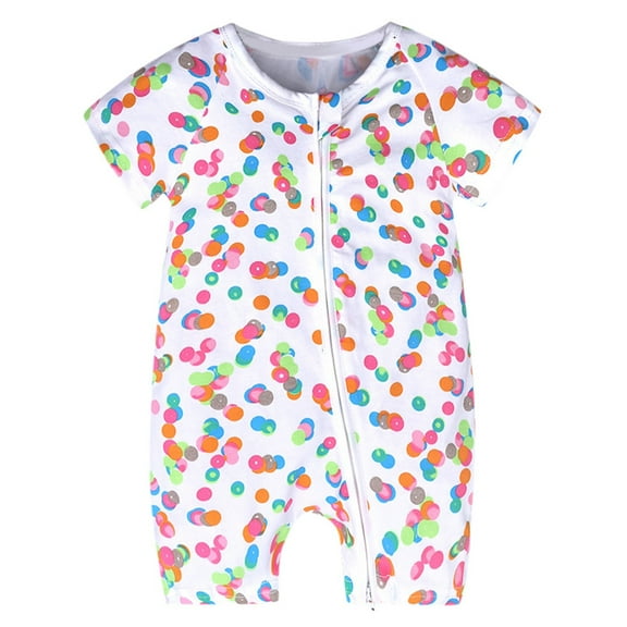 Utlike Baby Boys Bodysuits Summer Short Sleeved Print Double Zipper Softness Onesies For Infant Size 12 Months-18 Months