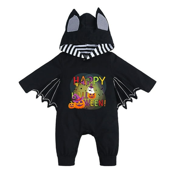 Utlike Baby Boys Romper My First Hallomas Halloween Pumpkin Outfit Infant Bat Hoodie Jumpsuits Newborn Playsuit For Daily Wear Size 6 Months-9 Months