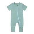 thumbnail image 1 of Utlike Baby Boys Rompers Solid Color Onesie Pajamas Zipper Short Sleeve Sleeperwear Jumpsuit Summer Boy Clothes Breathable Romper Size 0 Months-3 Months, 1 of 2
