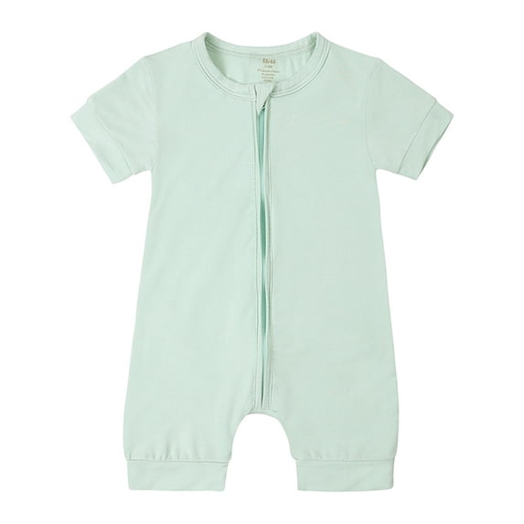 Utlike Baby Boys Rompers Summer Solid Color Onesie Pajamas Zipper Short Sleeve Sleeperwear Jumpsuit Boy Clothes Comfort Fit Romper Size 18 Months-24 Months