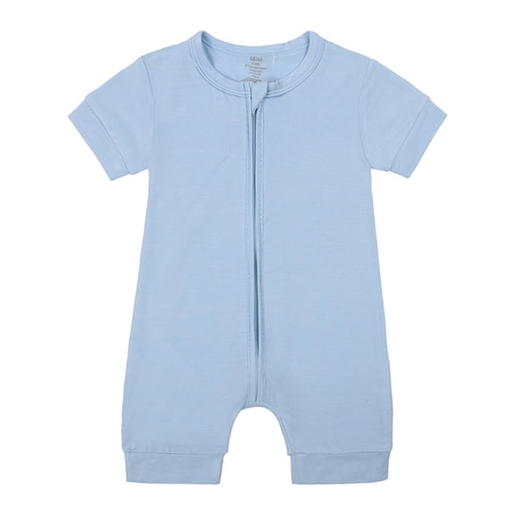 Utlike Baby Boys Rompers Summer Solid Color Onesie Pajamas Zipper Short Sleeve Sleeperwear Jumpsuit Boy Clothes Comfort Fit Romper Size 6 Months-12 Months