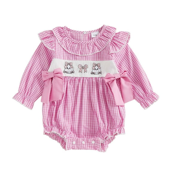 Utlike Baby Girls Bodysuits Halloween Hallomas Long Sleeve Cute Cartoon Print Party Outfit With Bow Comfortable Soft Romper Lightweight Playsuits For Infant Size 0 Months-3 Months