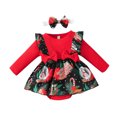 thumbnail image 1 of Utlike Baby Girls Bodysuits Long Sleeve Christmas Cartoon Prints Romper Athletic Fit Onesies Daily Wear Size 0 Months-3 Months, 1 of 7