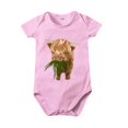 thumbnail image 1 of Utlike Baby Girls Bodysuits Summer Solid Color Cartoon Print Of Bull Head Short Sleeved T Shirt Athletic Fit Onesies Daily Wear Size 3 Months-6 Months, 1 of 3