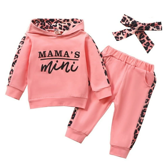 Utlike Baby Girls Outfits Long Sleeve Hooded Top Matching Trousers For Toddlers Soft Baby Clothing Set Girl Trendy Clothing Set Size 3 Months-6 Months