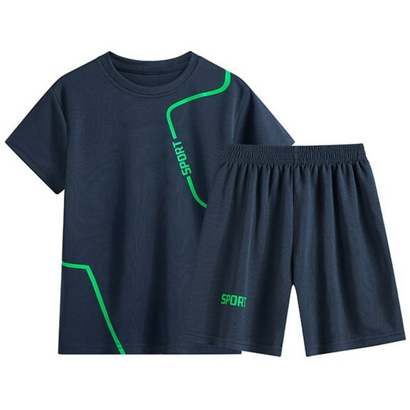 Utlike Boys 2-Piece Outfits Short Sleeved Running Suit Casual Clothes For Summer T Shirt Shorts Boys Clothing Sets For Dailywear Size 9 Years-10 Years