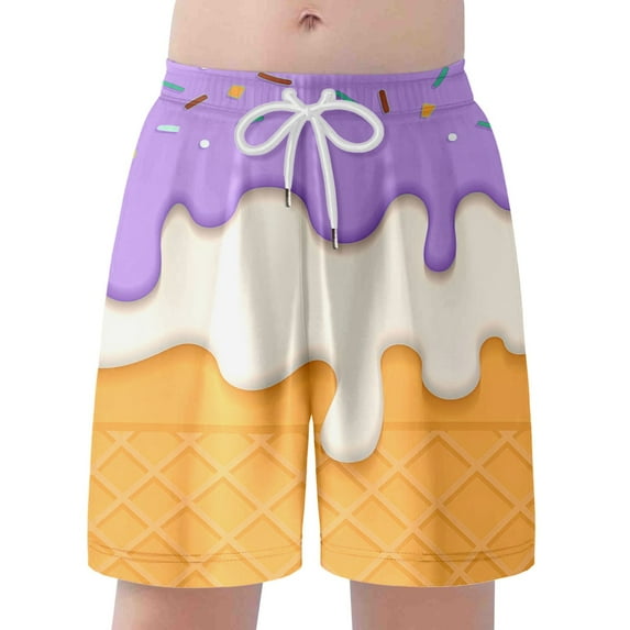 Utlike Boys Athletic Gym Shorts With Elastic Waist Drawstring Children'S Fashion Ice Cream Waffle Or Cone Printed Casual Shorts Beach Pants Sweatpants Size 14 Years-16 Years Z86Light Purple