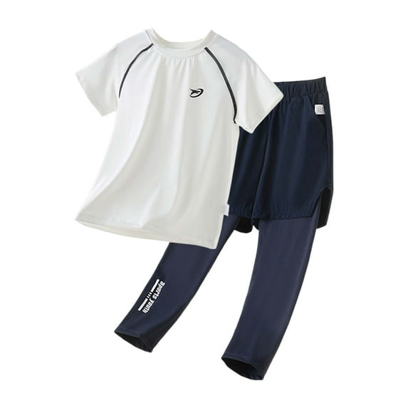 Utlike Boys Athletic Sets Short Sleeve T-Shirt And Pants With Inner Compression Lining Training Outfit For Boy Sportswear Size 11-12 Years Clear