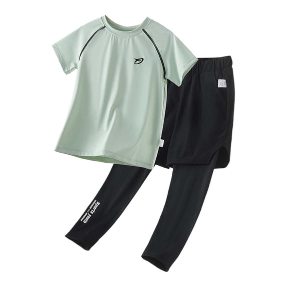 Utlike Boys Athletic Sets Short Sleeve T-Shirt And Pants With Inner Compression Lining Training Outfit For Boy Sportswear Size 12-13 Years Dark Green