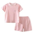 thumbnail image 1 of Utlike Boys Athletic Short Sets With Ice Texture And Breathability Mesh Short Sleeved T Shirt And Shorts Training Outfit For Boy Size 4-5 Years Pink, 1 of 4