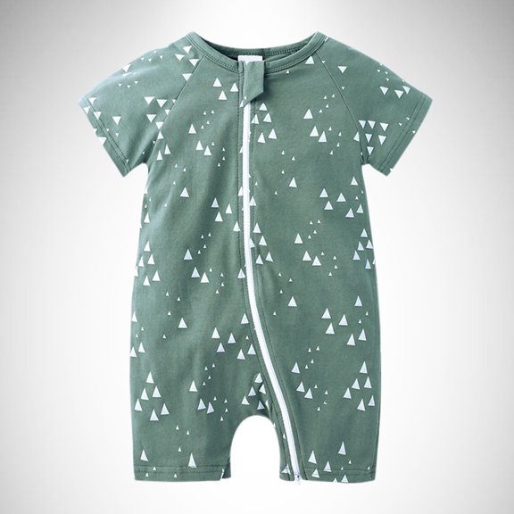 Utlike Boys Bodysuits Summer Baby Short Sleeved Print Double Zipper Crawl Suit Jumpsuits Toddler Comfort Onesie Size 12 Months-18 Months