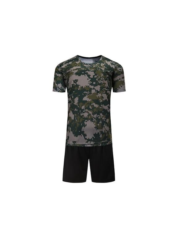 Boys Camo Outfits Set Summer Casual Short Sleeve T Shirt Shorts Playwear Comfortable Summer Outfit Daily Wear Regular Fit Outfit For Boys Size 7 Years-8 Years