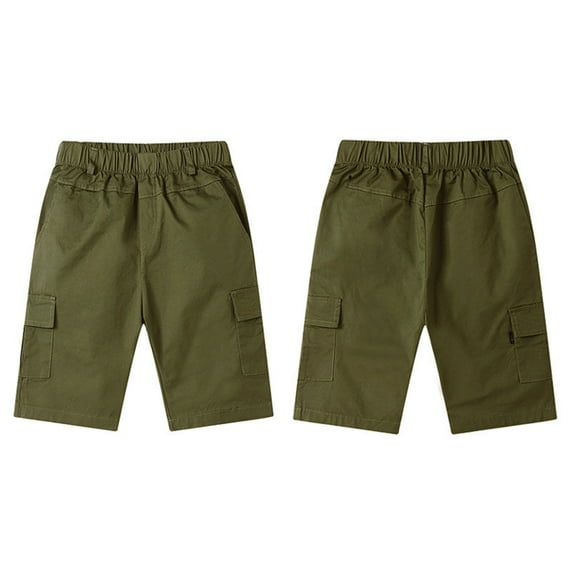 Utlike Boys Cargo Shorts Comfortable Elastic Waist Casual Summer Outdoor Play Six Inch Length Lightweight Breathable Wide Leg Boys Shorts Size 8 Years-9 Years