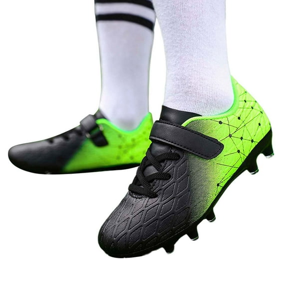 Utlike Boys Cleats Boys Football Shoes Lightweight Breathable Outdoor Sports Training Sneakers For Youth And School Boys Green Size 31