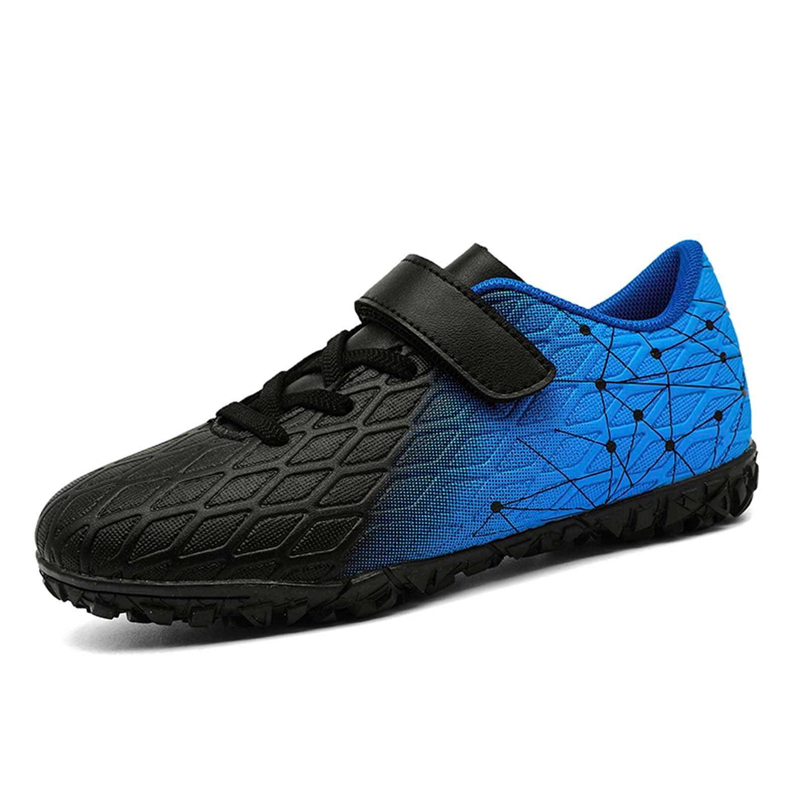 Boys Cleats For Youth Outdoor Sports Training Football Shoes With Rubber Sole Blue Size 32
