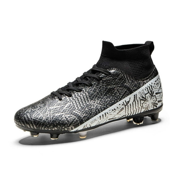 Utlike Boys Cleats High Top Cleats For Boys Girls Youth Football Athletic Shoes With Firm Ground Studs For Training Sports Black Size 33