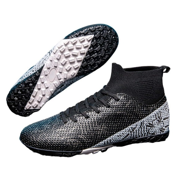 Utlike Boys Cleats High Top Cleats For Boys Girls Youth Football Training Shoes With Studs For Indoor Outdoor Matches Black Size 32