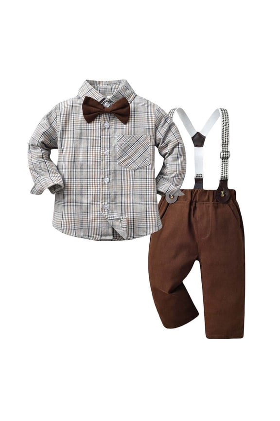 Boys Clothing Set Toddler Long Sleeve Striped Prints T Shirt Tops Pants Child Kids Gentleman Outfits Boys' Breathable Set Size 10 Years-11 Years