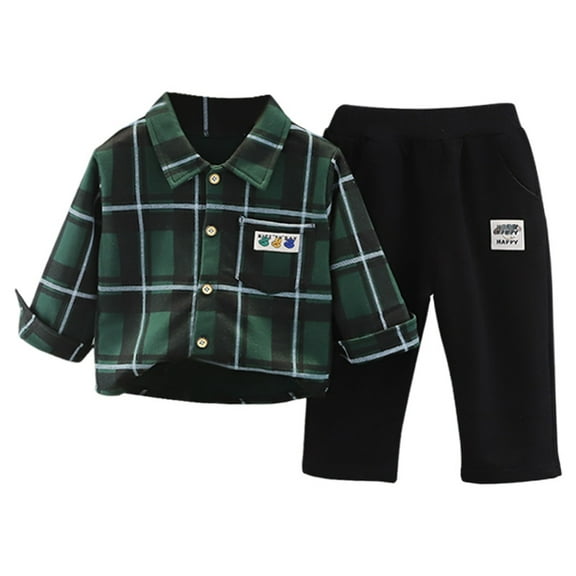 Utlike Boys Clothing Sets Autumn Baby Plaid Shirt Long Sleeve Trousers Two Piece Set Toddler Boy Fall Outfits Size 3 Years-4 Years