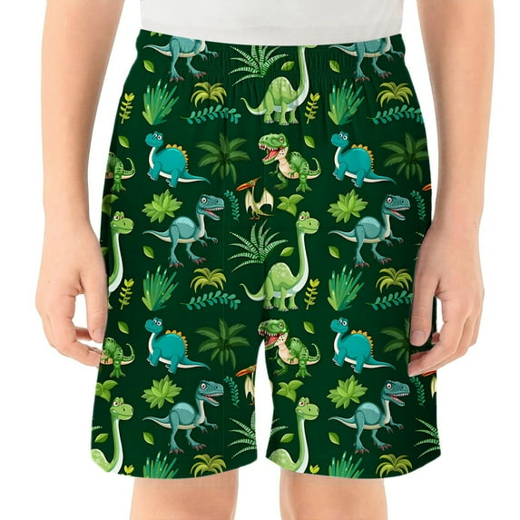 Utlike Boys Dinosaur Print Shorts Comfortable Casual Playwear Soft Elastic Waistband Shorts For Daily Wear Breathable Boys Shorts Size 2 Years-3 Years