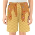 thumbnail image 1 of Utlike Boys Girls Casual Shorts Athletic Gym Shorts Elastic Waist With Pockets Summer Ice Cream Waffle Or Cone Prints Sports Outdoor Homewear Size 9 Years-10 Years Z63Khaki, 1 of 3