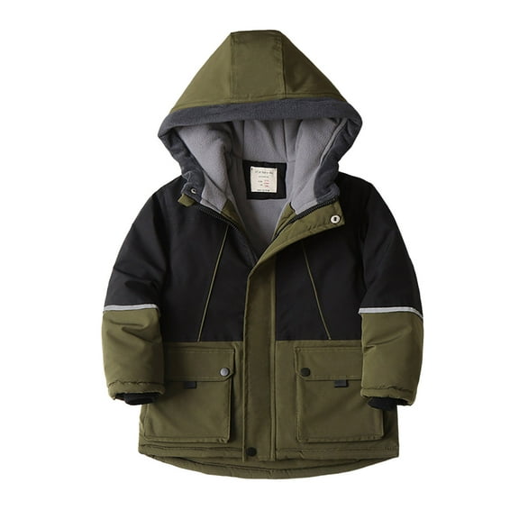 Utlike Boys Jacket Children Long Sleeve Winter Warm Outwear Patchwork Color Jacket Coat Outdoor Boys School Jackets Regular Fit Size 3 Years-4 Years