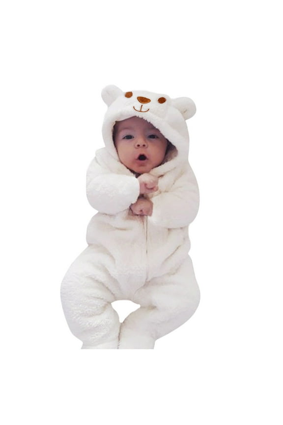 Boys Jacket Hooded Warm Jumpsuit Baby Clothes Romper Cartoon Flannel Boys Popular Jackets Leisure Fit Size 6 Months-9 Months