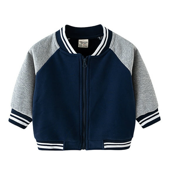 Utlike Boys Jacket Kids Toddler Baby Autumn Winter Long Sleeve Zip Up Baseball Jacket Durable Boys Jackets Regular Fit Size 18 Months-24 Months
