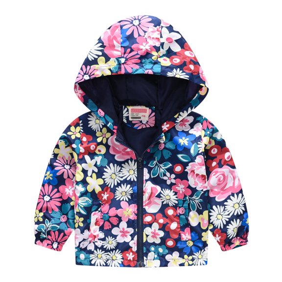 Utlike Boys Jacket Print Windproof Autumn Zipper Kids Hooded Jacket Coat Baby Toddler Windbreaker Practical Coat For Boys Leisure Fit Size 12 Months-18 Months