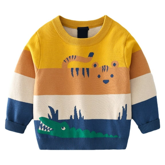Utlike Boys Knit Sweater Toddler Baby Knit Sweaters Pullover Ctton Carton Sweatshirt Unisex Breathable And Warm Top For Daily Wear Size 3 Years-4 Years
