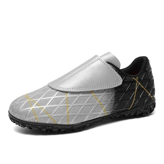 Utlike Boys Low Top Cleats With Hook Loop Closure Lightweight Football Shoes For Kids Training Athletic Sneakers Silver Size 37