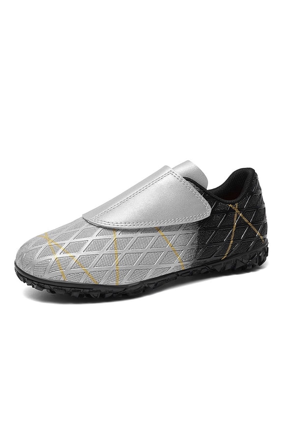 Boys Low Top Cleats With Hook Loop Closure Lightweight Football Shoes For Kids Training Athletic Sneakers Silver Size 38