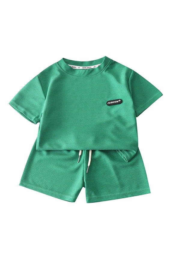 Boys Outfits Sets Summer Children'S Casual Loose Short Sleeve Suit Boys Matching Sets Size 5 Years-6 Years