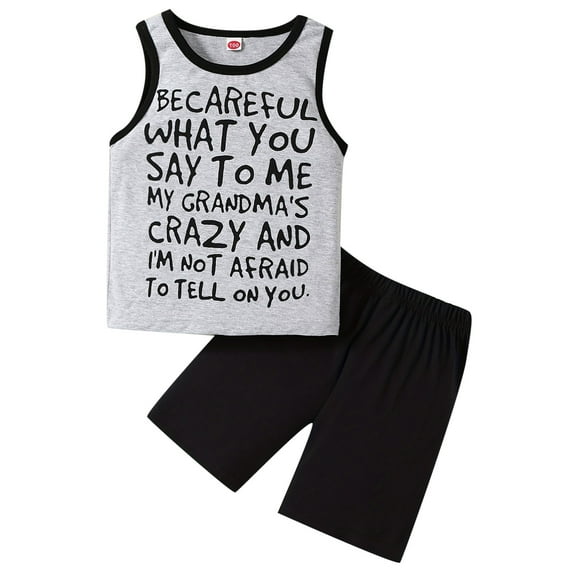 Utlike Boys Outfits Sets Unisex Spring Summer Print Cotton Sleeveless Shorts Outfits Clothes Durable Clothing Sets For Boys Size 2 Years-3 Years