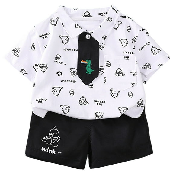 Utlike Boys Outfits Summer 2 Piece Set Casual Short Sleeve Shirt And Pants Toddler Gentleman Outfits Size 4 Years-5 Years