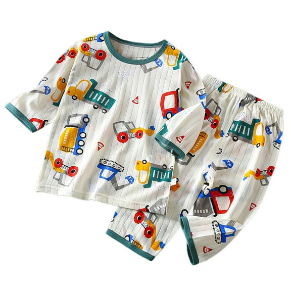 Utlike Boys Pajama Set Summer Thin Long Sleeve Pant Pajama Set For Homewear Comfortable Printing Sleepwear Popular Outfit For Boys Size 7 Years-8 Years