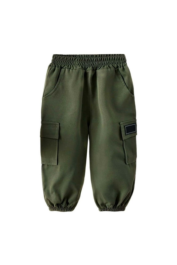 Boys Pants Kids Casual Joggers Cargo Pants With Elastic Comfortable Loose For Toddler To Big Boys Daily Wear Popular Trousers Size 3 Years-4 Years