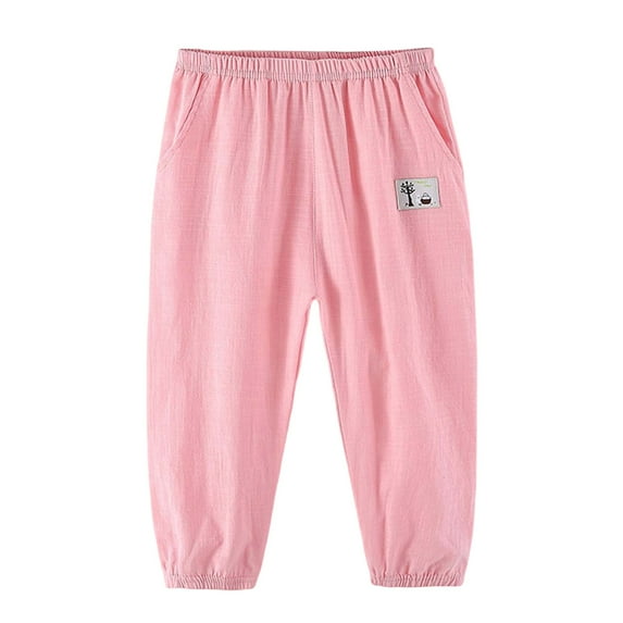 Utlike Boys Pants Kids' Linen Pants With Elastic Waist Long Pants Skin Friendly Boys Versatile Leisure Pants Size 7 Years-8 Years