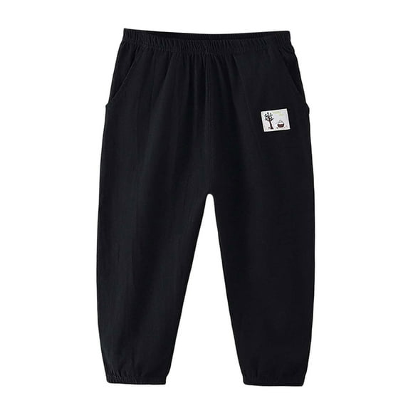 Utlike Boys Pants Kids' Linen Pants With Elastic Waist Long Pants Skin Friendly Classic Pants For Boys Size 3 Years-4 Years