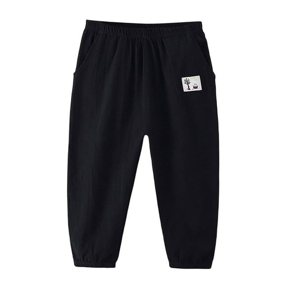 Utlike Boys Pants Kids' Linen Pants With Elastic Waist Long Pants Skin Friendly Classic Pants For Boys Size 3 Years-4 Years