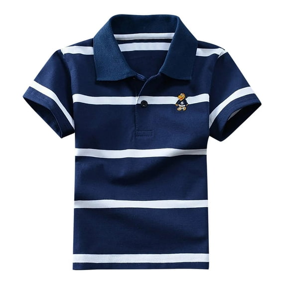 Utlike Boys Polo Shirt Kids Short Sleeve Casual Striped Shirt Button Closure Fashion Comfortable & Soft Fabric Top Size 13 Years-14 Years