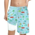thumbnail image 1 of Utlike Boys Printed Swimming Shorts With Drawstring Elastic Waist High Waisted Loose Casual Swim Trunks With Compression Liner Child Relaxed Beachwear Size 14-16 Years, 1 of 5