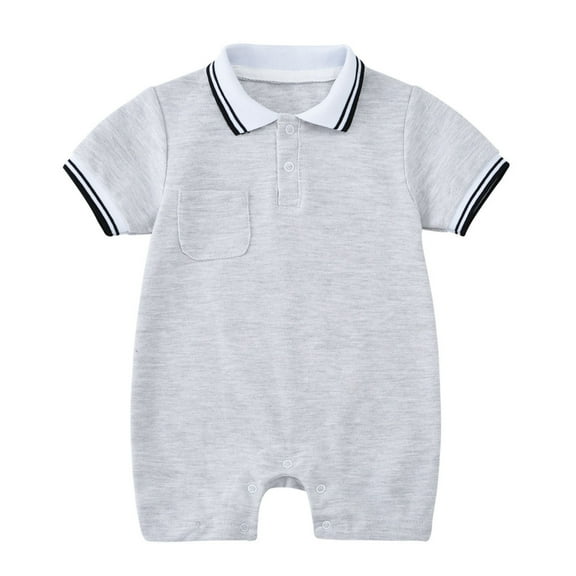 Utlike Boys Romper Short Sleeve Solid Pullover Gentleman Jumpsuit Toddler Breathable Bodysuits Size 18 Months-24 Months