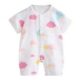thumbnail image 1 of Utlike Boys Romper Summer Outfit Baby Button Cartoon Dinosaur Floral Kimono Jumpsuit Short Sleeve Playsuit Toddler Breathable Bodysuits Size 6 Months-9 Months, 1 of 3