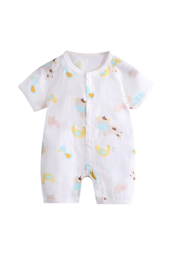 Boys Romper Summer Outfit Baby Button Cartoon Dinosaur Floral Kimono Jumpsuit Short Sleeve Playsuit Toddler Holiday Pajama Bodysuits Size 3 Months-6 Months