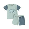 thumbnail image 1 of Utlike Boys Shorts Set Toddler Baby Summer Short Sleeve Auntie'S Auntie'S Shirt Shorts Set Color Block Outfit Boys Comfortable And Refreshing Set Size 6 Months-12 Months, 1 of 8