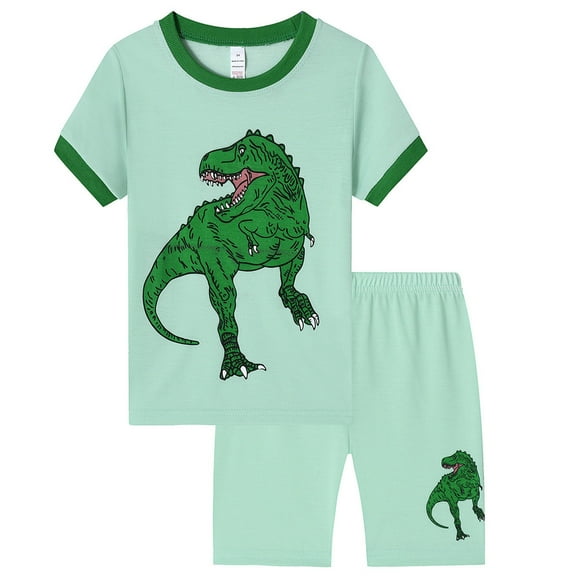 Utlike Boys Shorts Set Toddler Cartoon Printed Cute Casual T Shirt Grid Shorts Outfits Boys Lightweight Suit Size 6 Years-7 Years